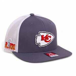 Kansas City Chiefs Super Bowl LIX Wool Blend Flat Bill Hat- Charcoal/ White